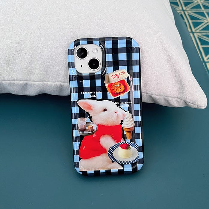 Blue Checker Rabbit Phone Case - IPhone Case