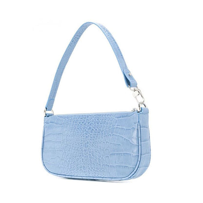 Blue Leather Baguette Bag - Standart / Blue - Handbags