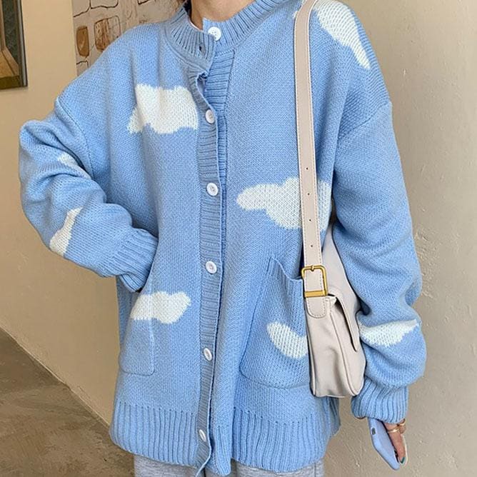 Blue Sky Cloud Cardigan - Free Size / Blue - Cardigan