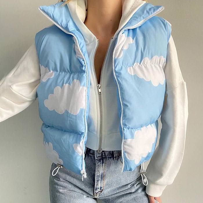 Blue Sky Cloud Puffer Vest - Jacket