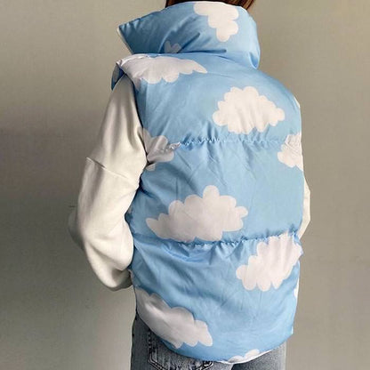 Blue Sky Cloud Puffer Vest - Jacket