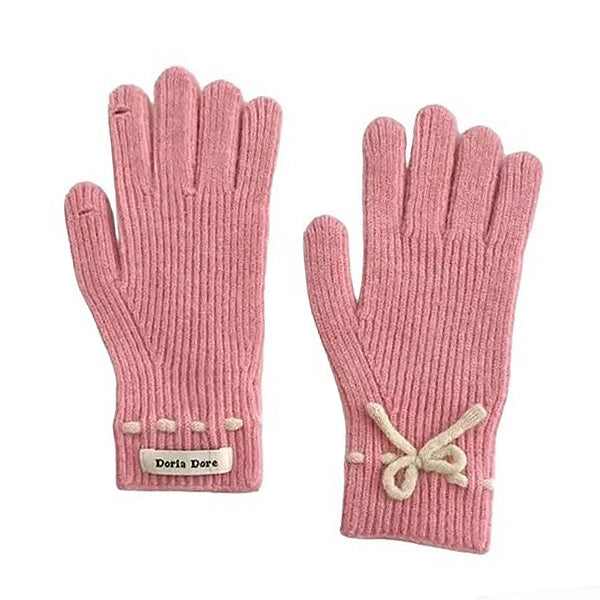 Comfortable Bow Knit Gloves SpreePicky