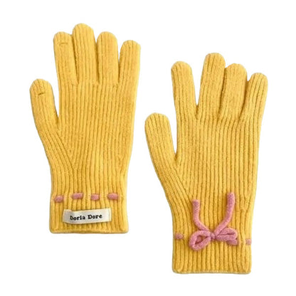 Comfortable Bow Knit Gloves SpreePicky