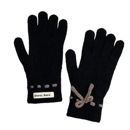 Comfortable Bow Knit Gloves SpreePicky