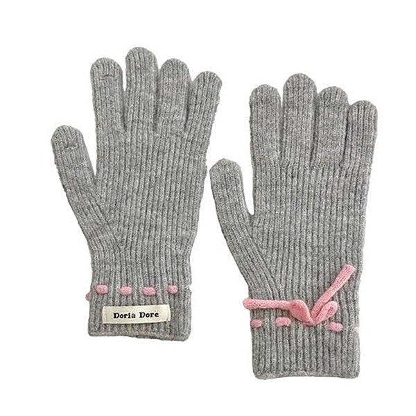 Comfortable Bow Knit Gloves SpreePicky