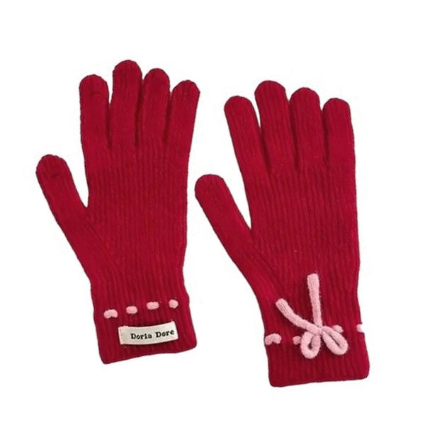 Comfortable Bow Knit Gloves SpreePicky