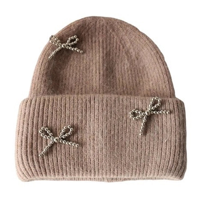 Bow Pearl Beanie Hat SpreePicky