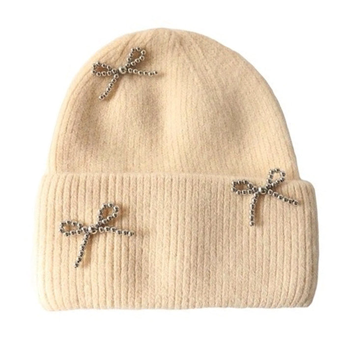 Bow Pearl Beanie Hat SpreePicky