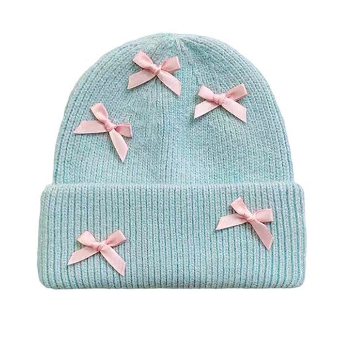 Bows Knit Hat - Standart / Blue - Hats