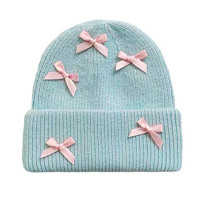 Bows Knit Hat - Standart / Blue - Hats