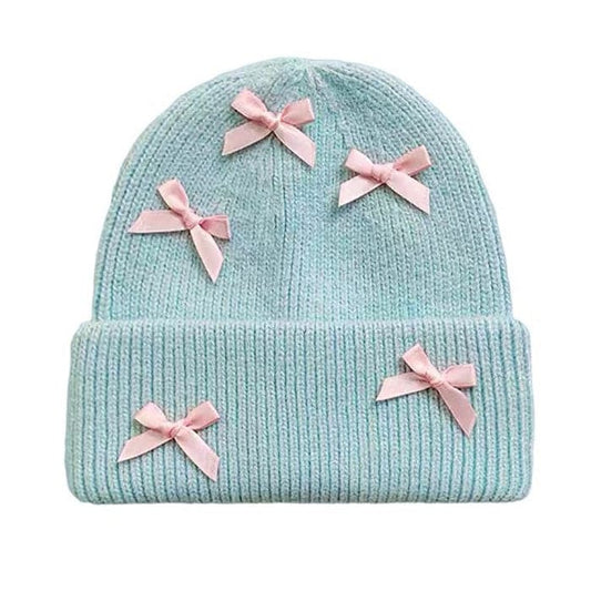 Bows Knit Hat - Standart / Blue - Hats