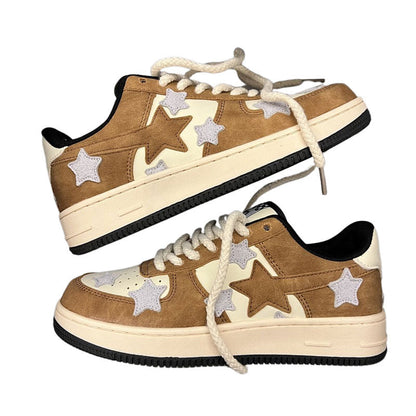 Brown Grey Shooting Star Sneakers Boogzel Clothing