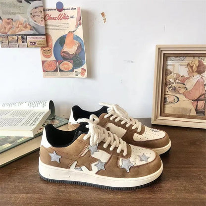 Brown Grey Shooting Star Sneakers Boogzel Clothing