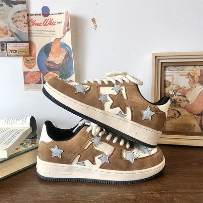 Brown Grey Shooting Star Sneakers Boogzel Clothing