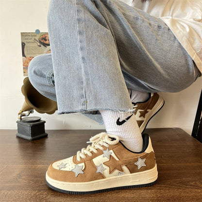 Brown Grey Shooting Star Sneakers Boogzel Clothing