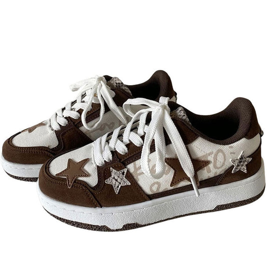 Brown Star Aesthetic Sneakers Boogzel Clothing