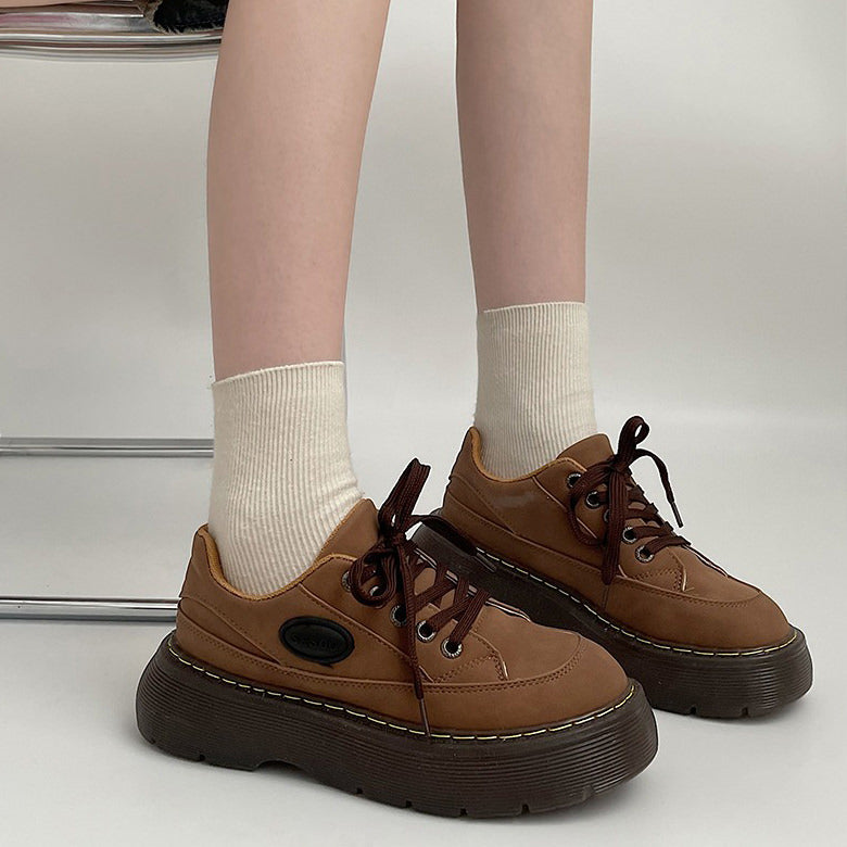 Brown Aesthetic Platform Oxford Shoes Boogzel Clothing