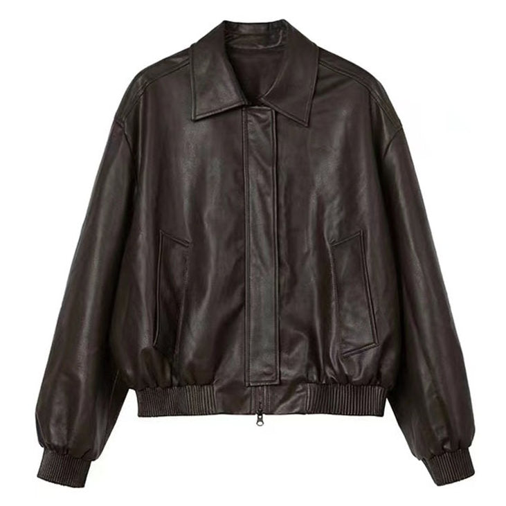 Leather Bomber Jacket SpreePicky