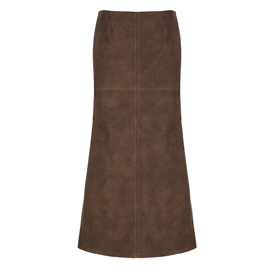 Elegant Leather Maxi Skirt Boogzel Clothing