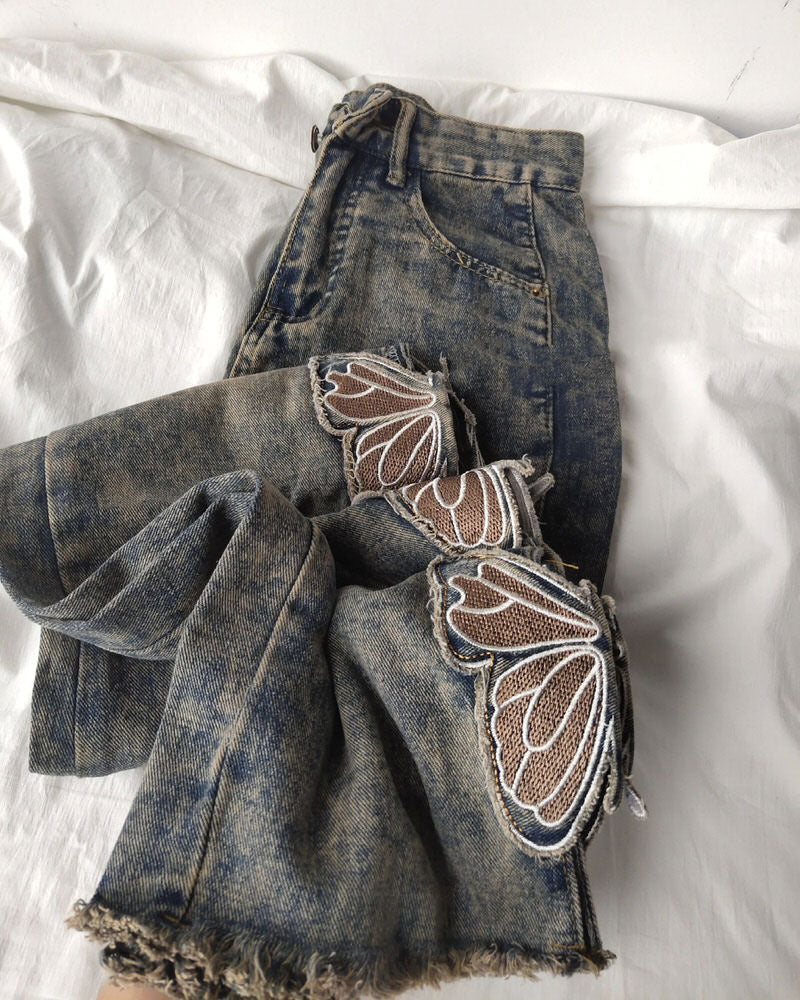 Y2K Butterfly Cut Out Jeans Boogzel Clothing