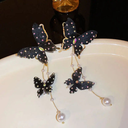 Kawaii Aesthetic Y2K Cute Fairy Butterfly Pearl Earrings MK Kawaii Store