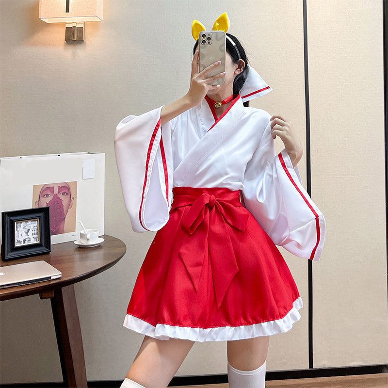 Cute Cosplay Big Bow Kimono Two Pieces Set modakawa