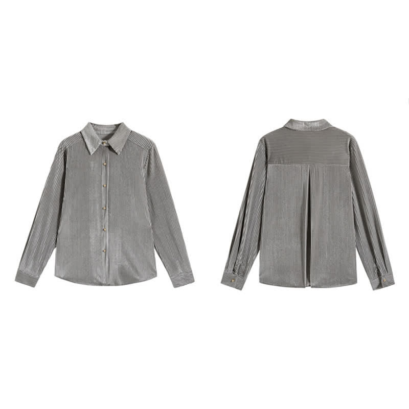 Pure Color Lapel Pleuche Shirt Workwear modakawa