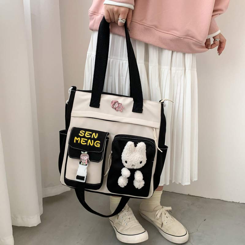 Lovely Bunny Square Canvas Crossbody Bag Modakawa