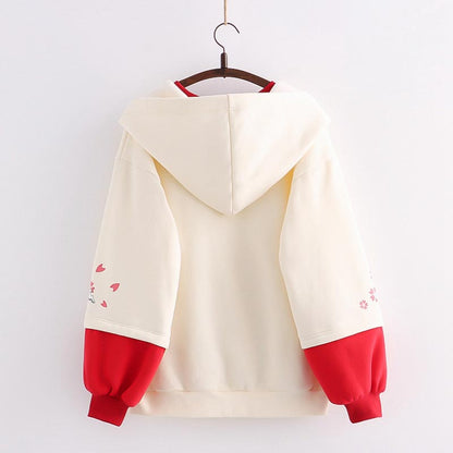 Floral Rabbit Print Plush Sweatshirt Modakawa