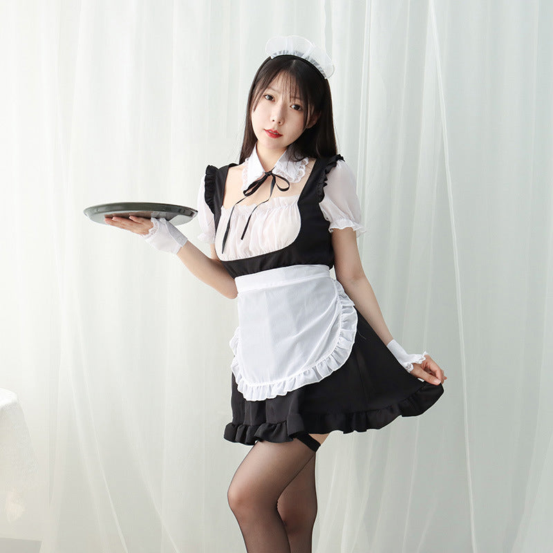 Sexy Ruffle Maid Dress Nightdress Lingerie Set Modakawa