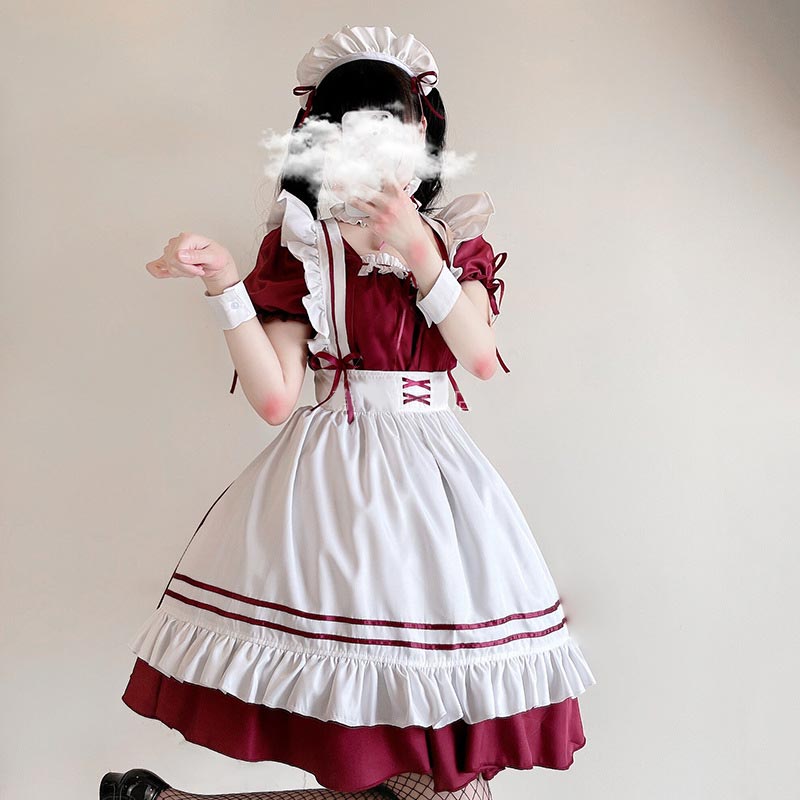 Lolita Seven Piece Ruffled Maid Dress modakawa