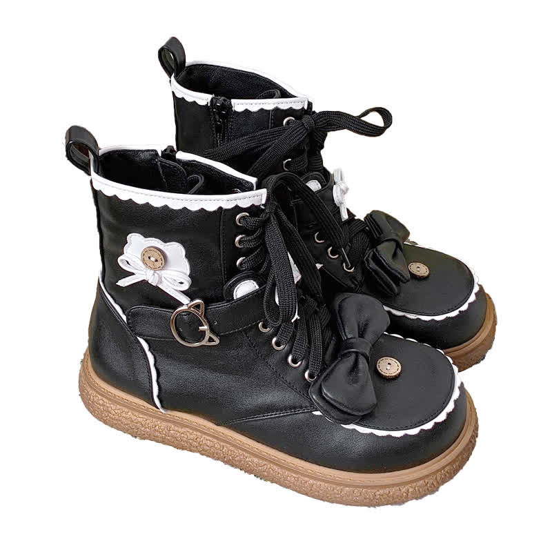 Bow Knot Button Bear Lolita Martin Boots modakawa