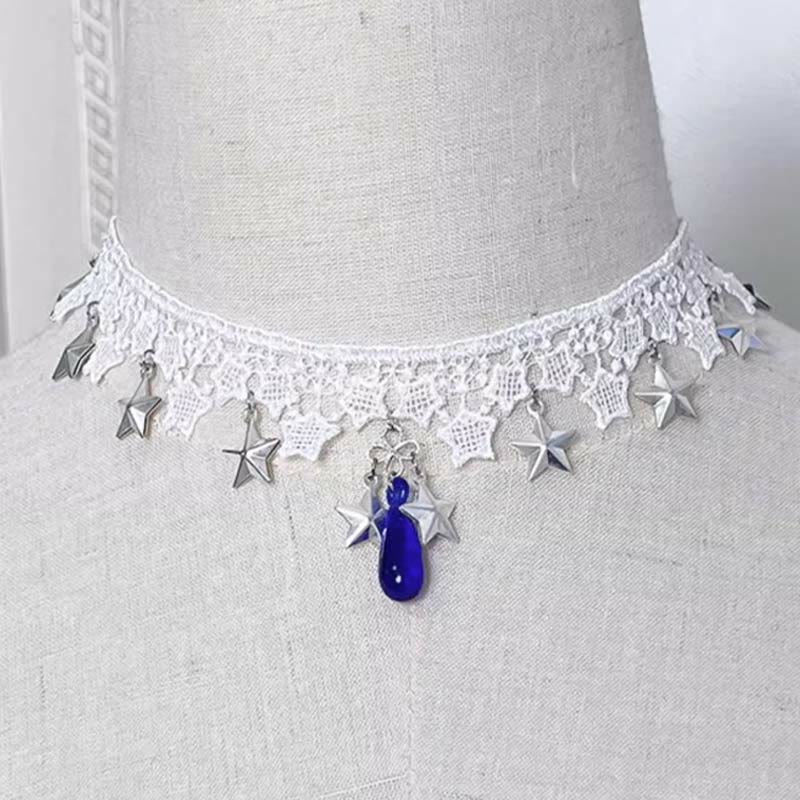 Gothic Punk Retro Lace Crystal Lolita Chocker modakawa