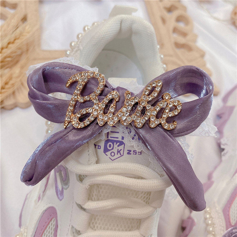 Sweet Purple Bow Lace Up Sneakers Modakawa