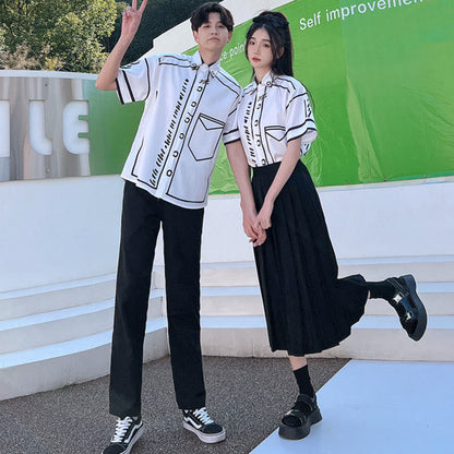 Couple Grafitti Print T-Shirt Skirt Pants modakawa