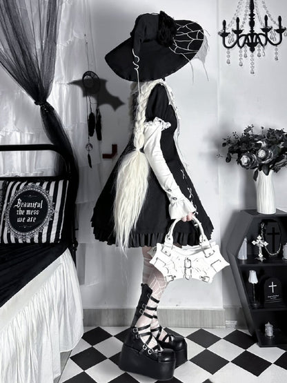 Black Spider Web Collar Halloween Lolita Dress mySite