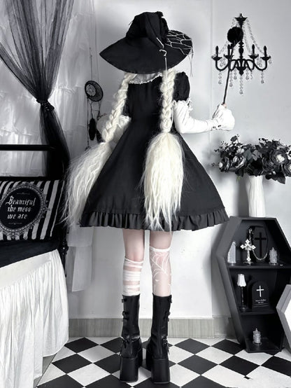 Black Spider Web Collar Halloween Lolita Dress mySite