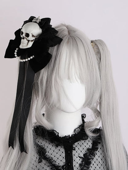 Rhinestoned Crown Black Halloween Skeleton Hairclips mySite