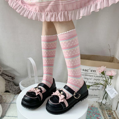 Vintage Bow Knot Button Bear Platform Lolita Shoes modakawa