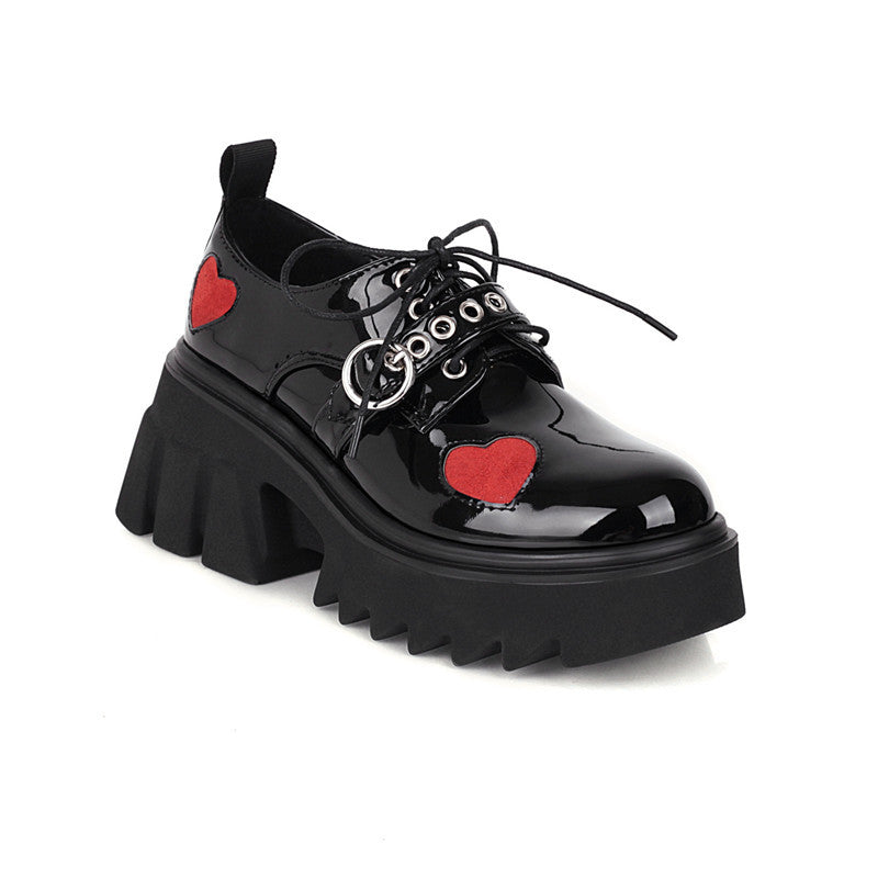 Y2K Red Heart Lolita Mary Janes Shoes Modakawa