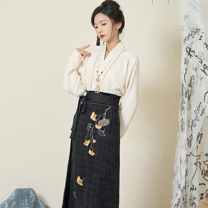 Elegant Bunny Embroideried Coat Shirt Floral High Waist Skirt modakawa