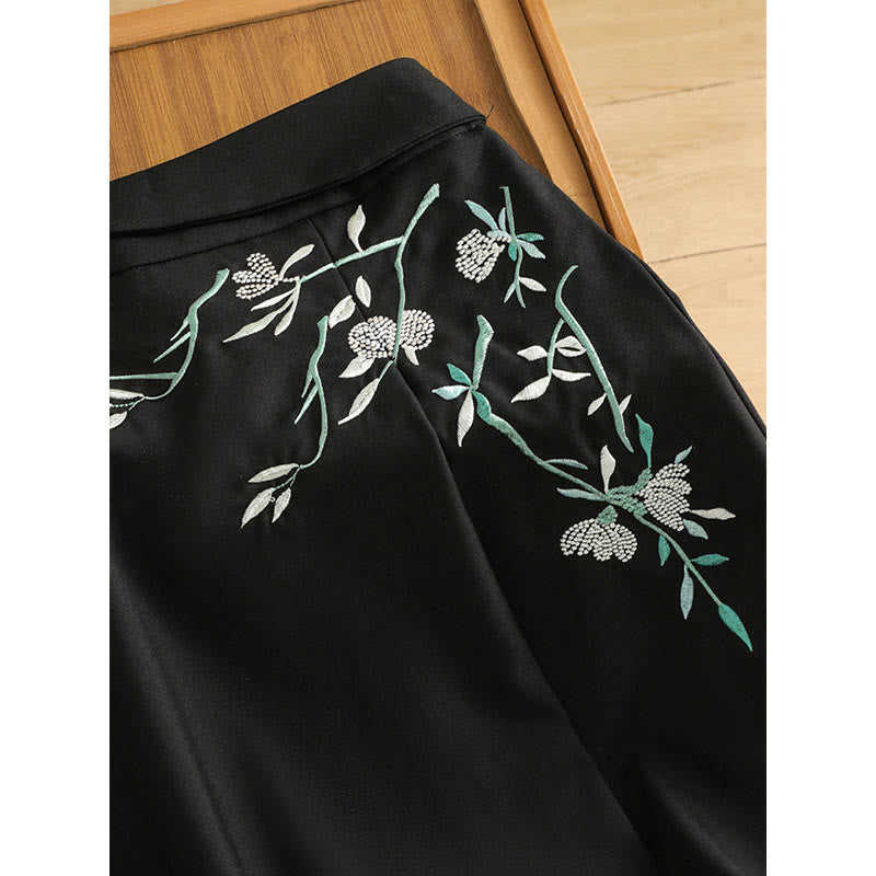 Embroidery Flower Tassel Shirt Flower Print Skirt Set modakawa