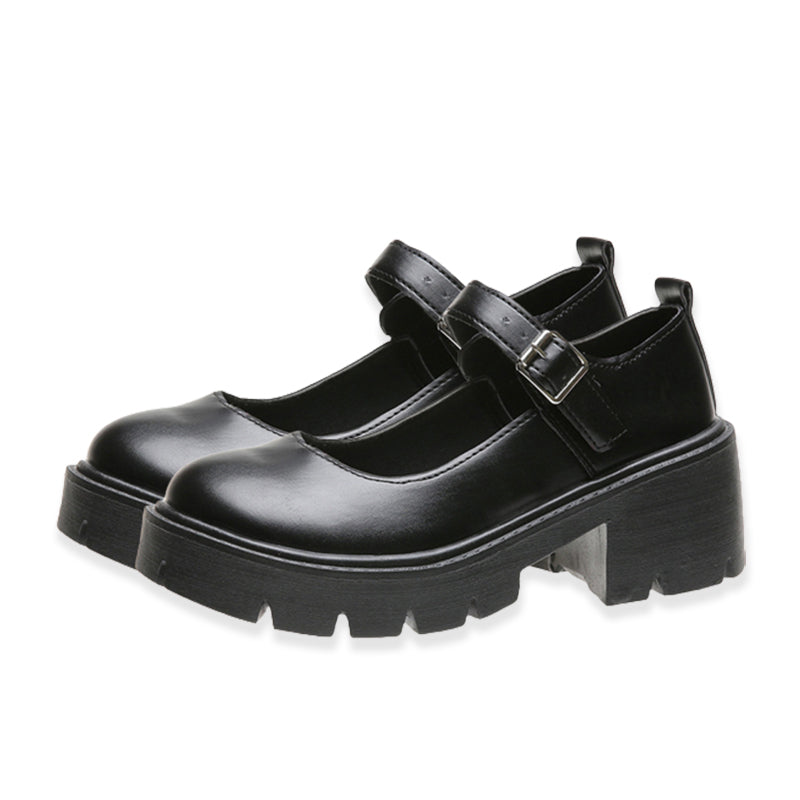 Chunky Round Toe JK Mary Janes Shoes modakawa