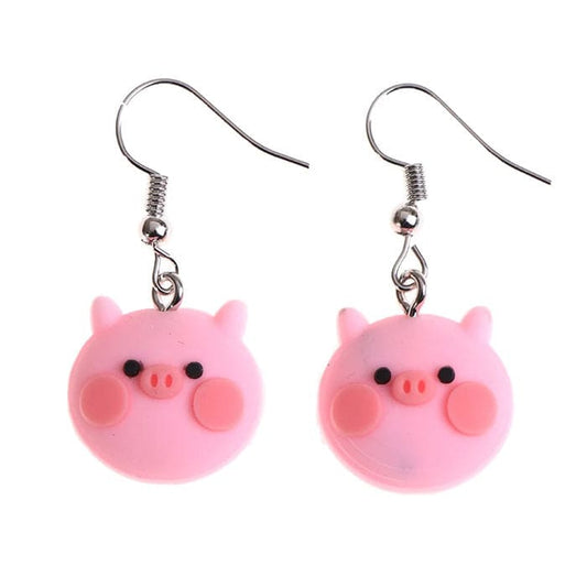 Cartoon Pig Earrings - Standart / Pink - earrings