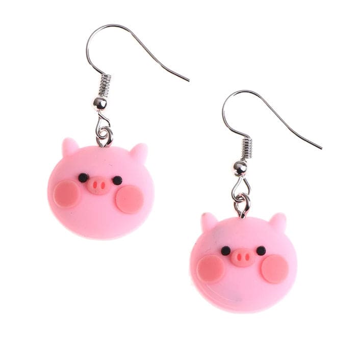 Cartoon Pig Earrings - Standart / Pink - earrings