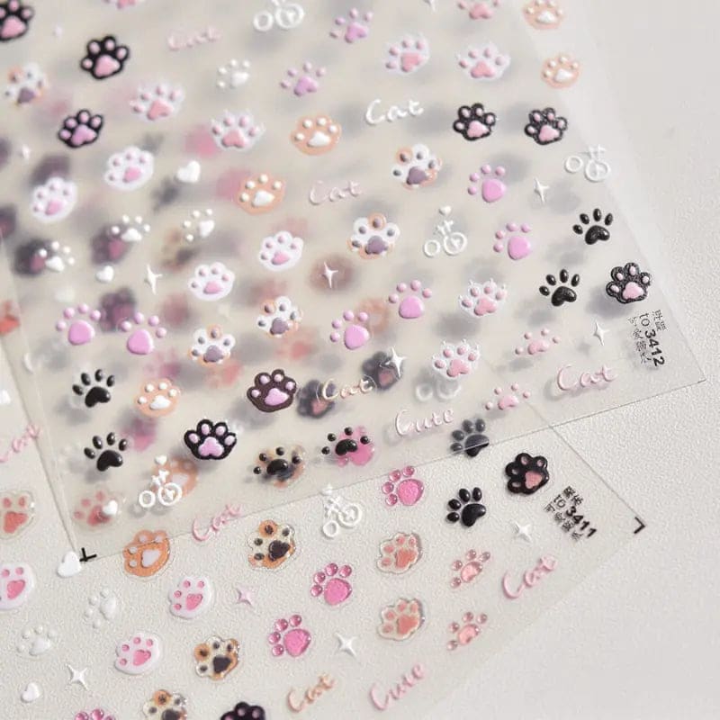 Kawaii Aesthetic Y2K Cute Fairy Cat Paw Nail Stickers MK Kawaii Store