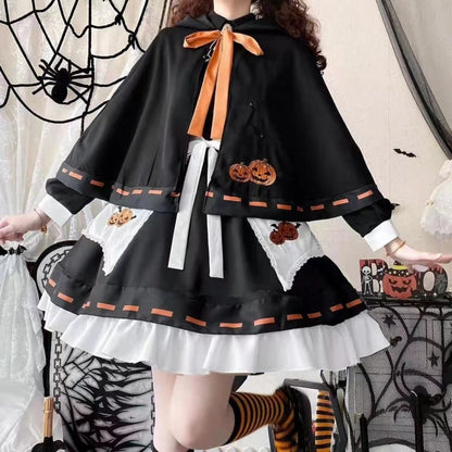 Halloween Lolita Witch Pumpkin Embroidery Dress Set mySite