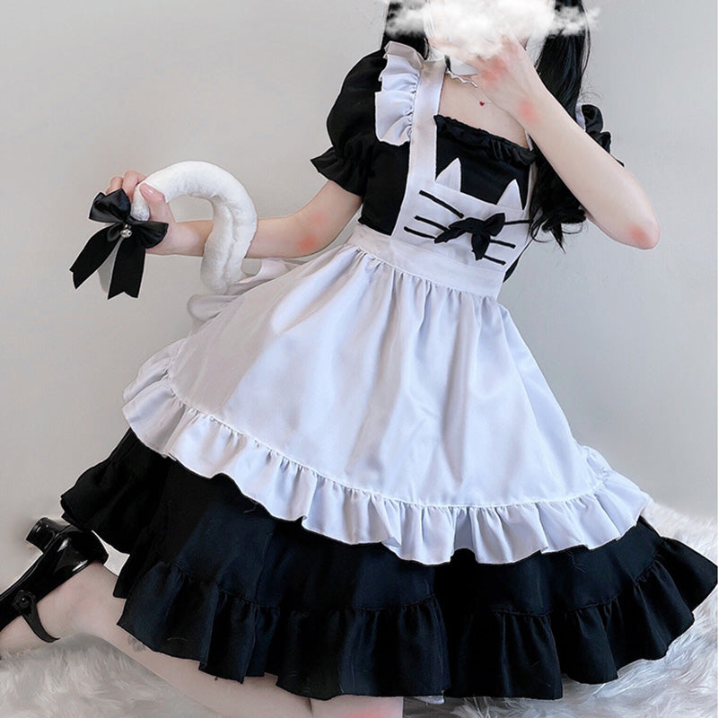 Kawaii Kitty Bow Lolita Maid Dress Modakawa