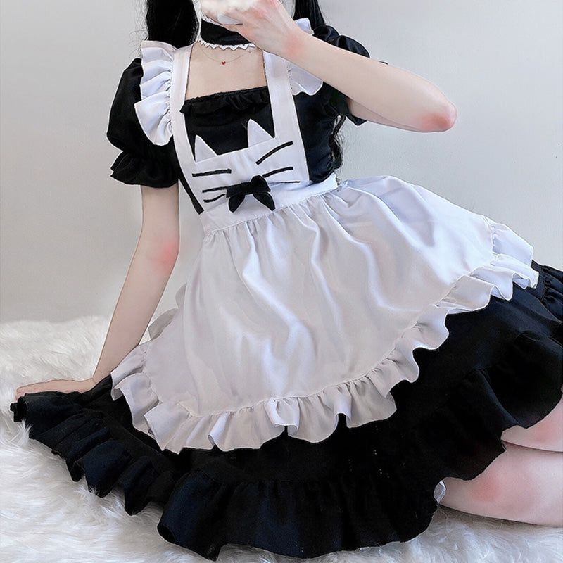 Kawaii Kitty Bow Lolita Maid Dress Modakawa