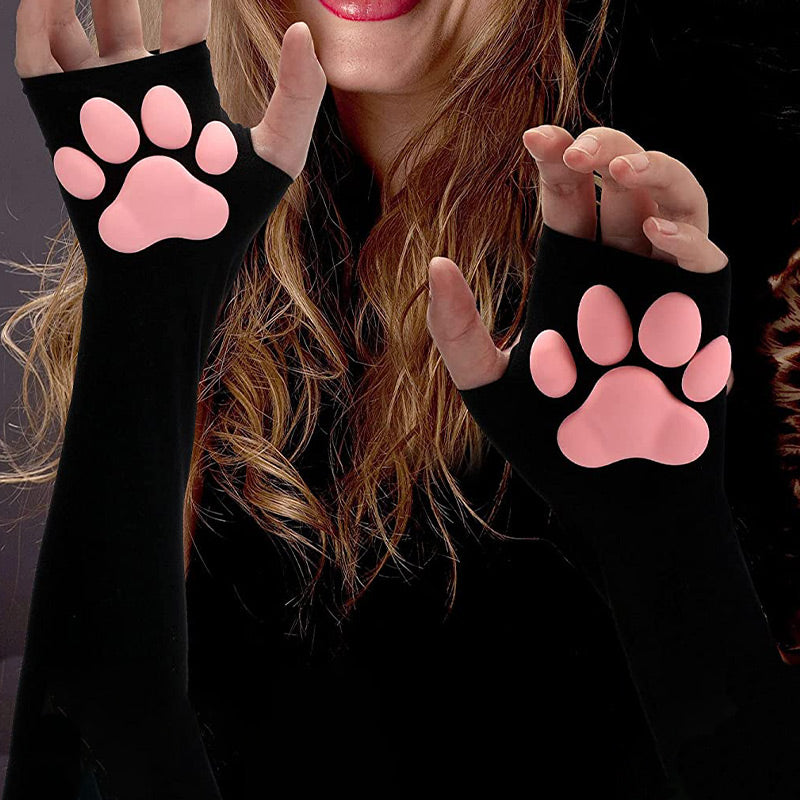 Cute Cat Pink Paw Cosplay Gloves Modakawa